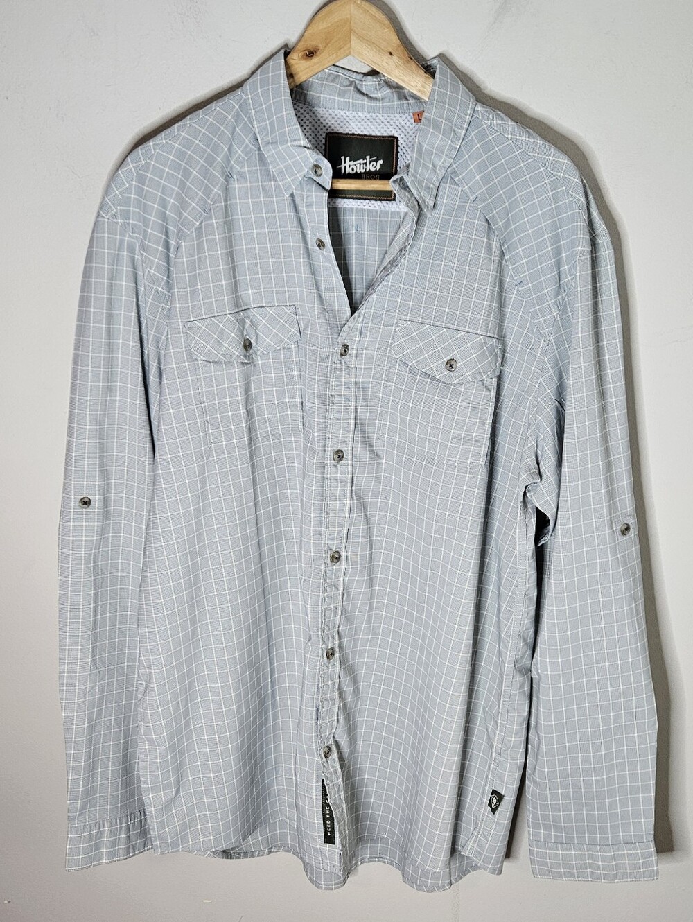 Howler Bros Matagorda Plaid Vector Fishing Shirt Long Sleeve Blue Men's Large L